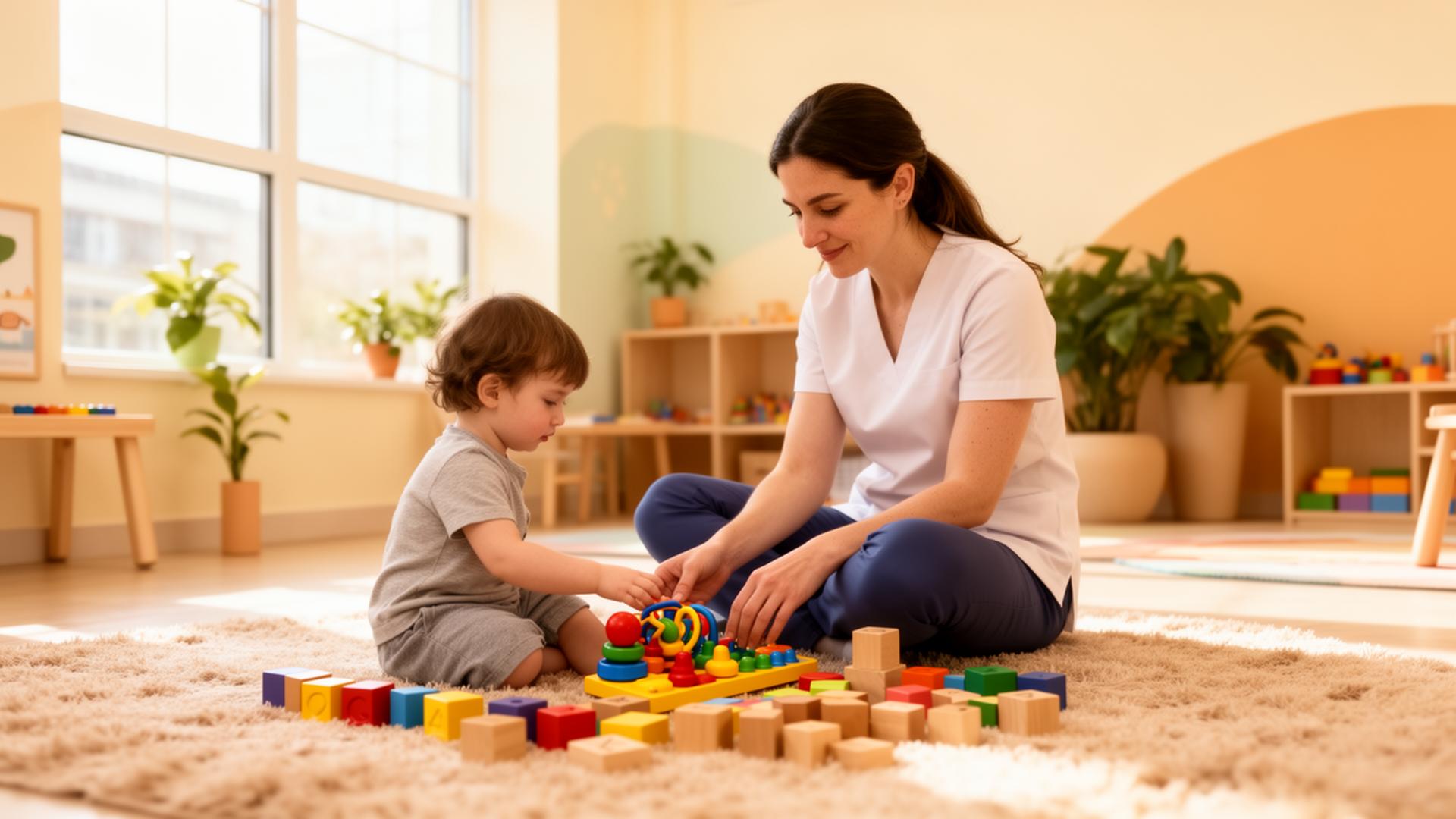 Öğretmen ile mutlu bir çocuk